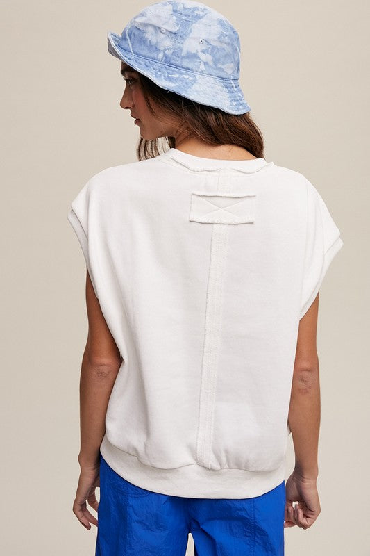 LISTICLE Short Sleeve Boxy Crew Neck Sweat Vest Top