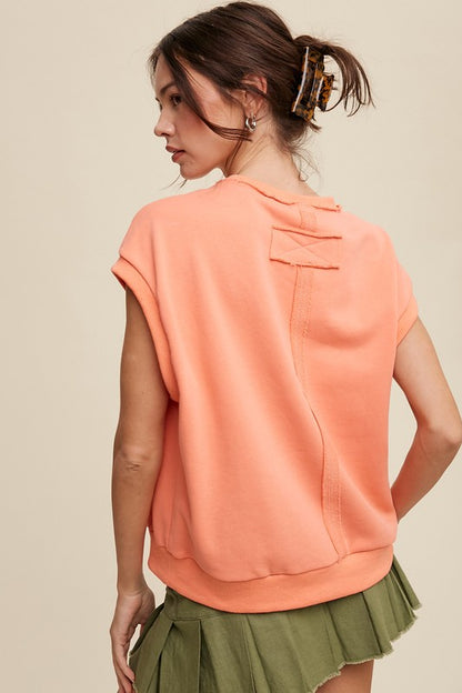 LISTICLE Short Sleeve Boxy Crew Neck Sweat Vest Top