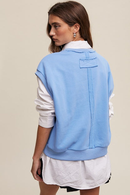 LISTICLE Short Sleeve Boxy Crew Neck Sweat Vest Top