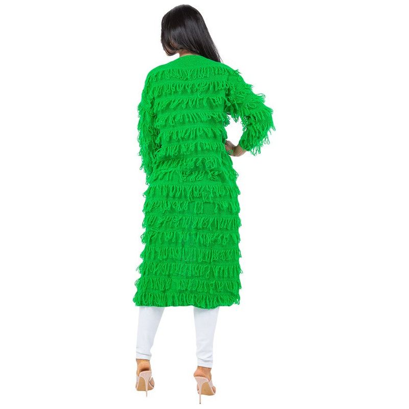 CLAUDE Green Tassel Cardigan Sweater