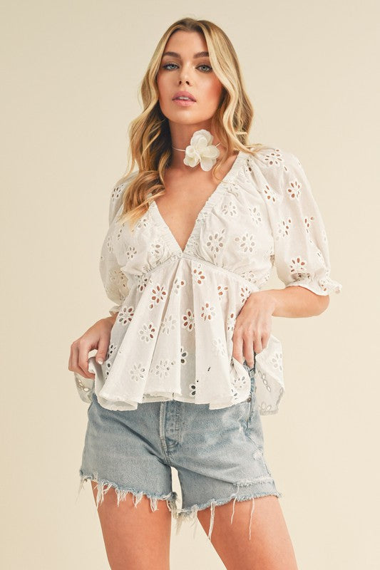 AEMI & Co. Hazle Eyelet Embroidered Top