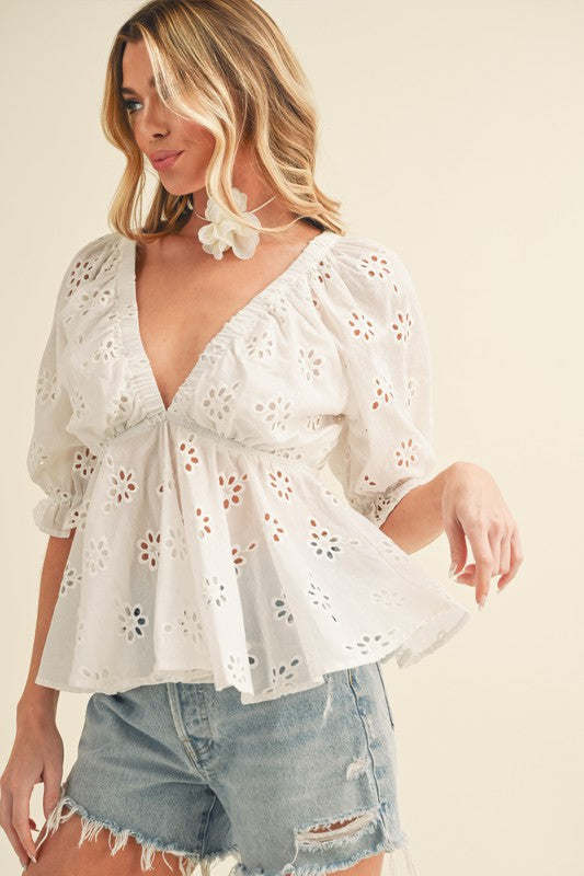 AEMI & Co. Hazle Eyelet Embroidered Top