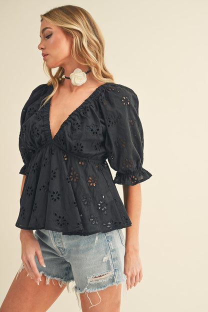 AEMI & Co. Hazle Eyelet Embroidered Top