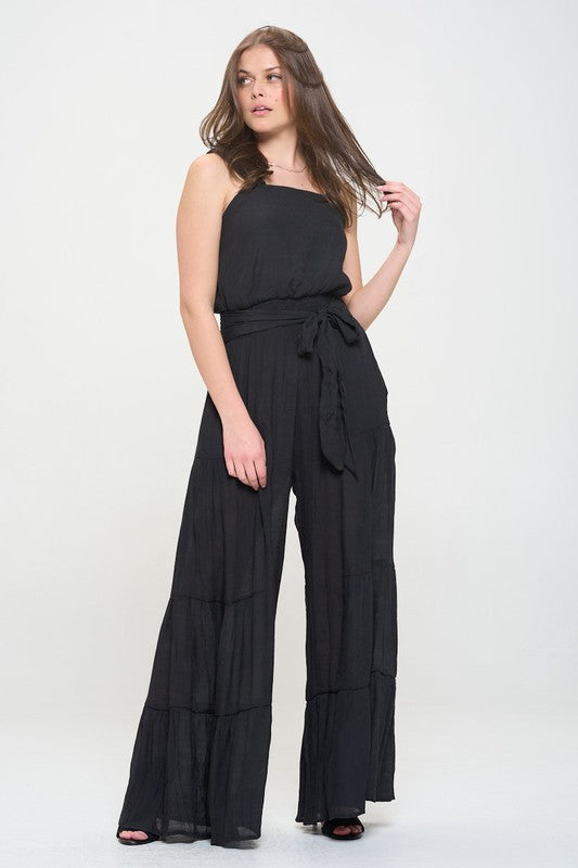 JADE by JANE Elastic Strap Tiered Plus-size Jumpsuit