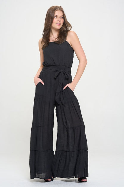 JADE by JANE Elastic Strap Tiered Plus-size Jumpsuit