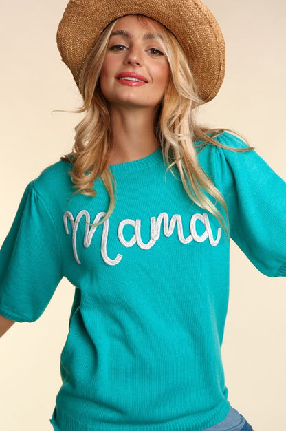 HAPTICS Plus-size "Mama" Pop-up Letter Knitted Sweater Top