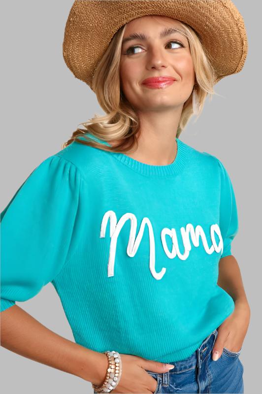 HAPTICS Mint "Mama" Letter Pop-up Knitted Top