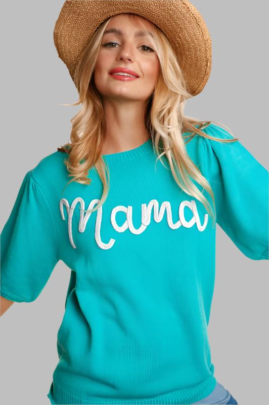 HAPTICS Mint "Mama" Letter Pop-up Knitted Top