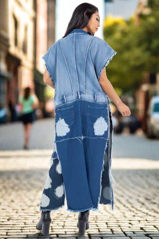 CLAUDE Womens Maxi Denim Vest