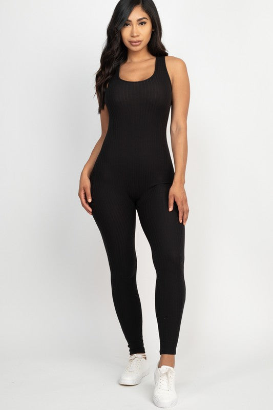 CAPELLA Ribbed Scoop Neck Bodycon Jumpsuit