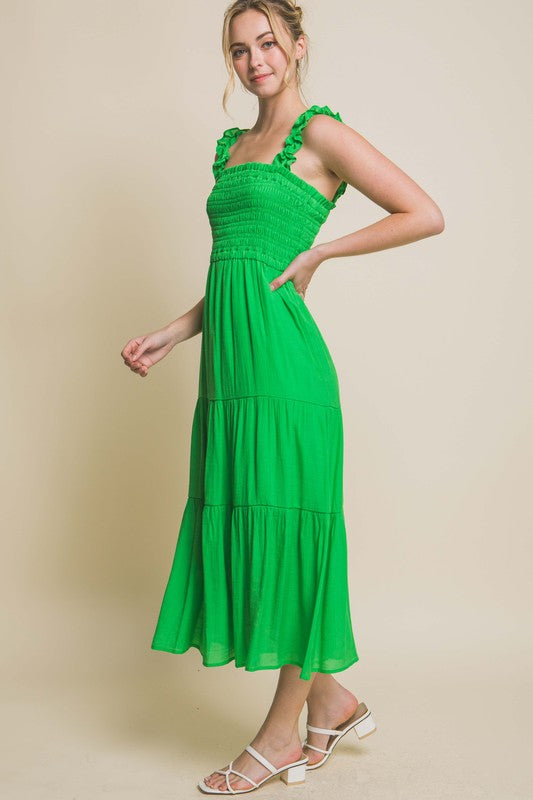 LOVE TREE Smocked Bodice Maxi Dress