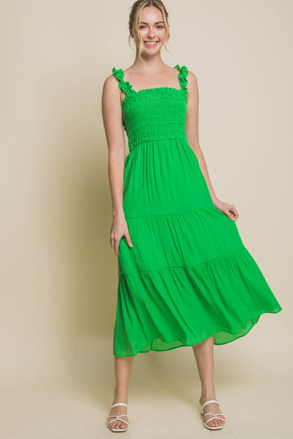 LOVE TREE Smocked Bodice Maxi Dress