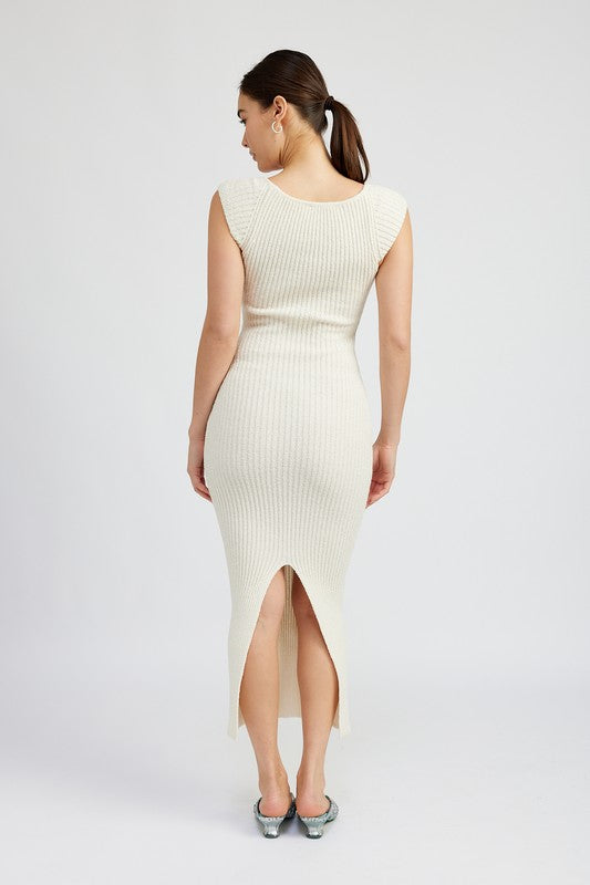 EMORY PARK Knit Bodycon Back Split Dress