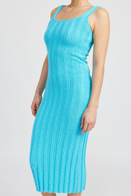 EMORY PARK Scoop Neck Ribbed Midi Dress