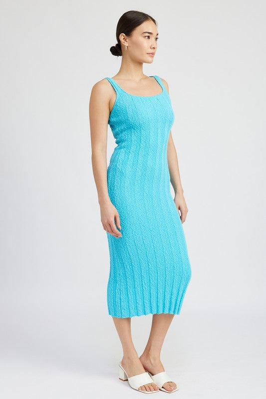 EMORY PARK Scoop Neck Ribbed Midi Dress