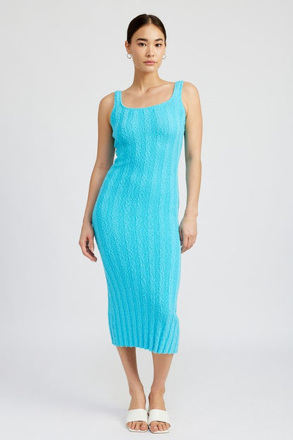 EMORY PARK Scoop Neck Ribbed Midi Dress