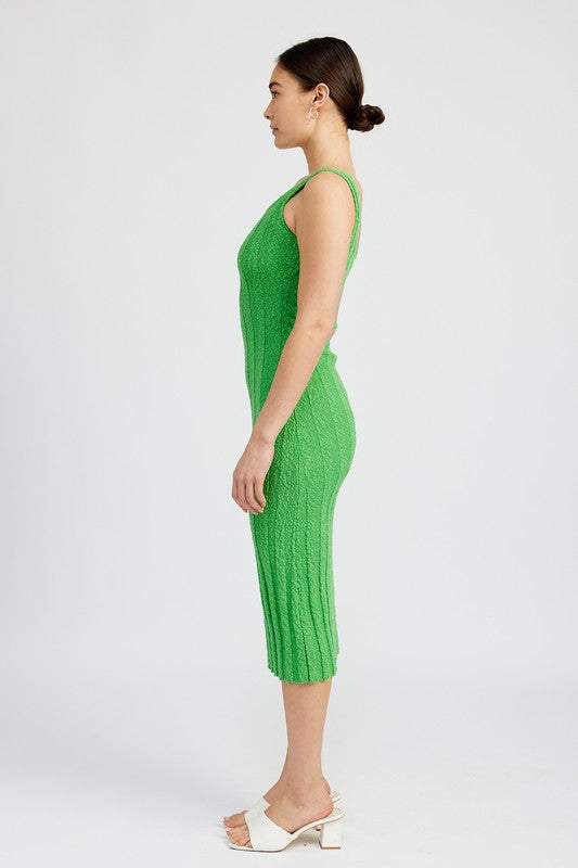 EMORY PARK Scoop Neck Ribbed Midi Dress