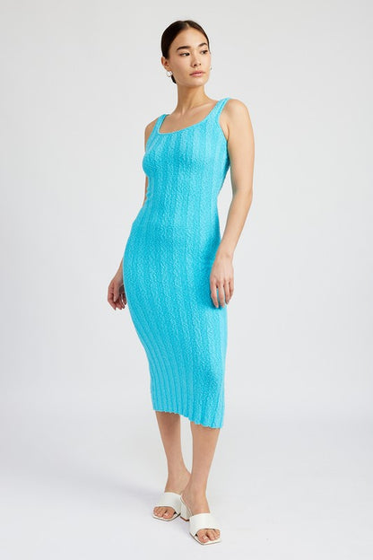 EMORY PARK Scoop Neck Ribbed Midi Dress