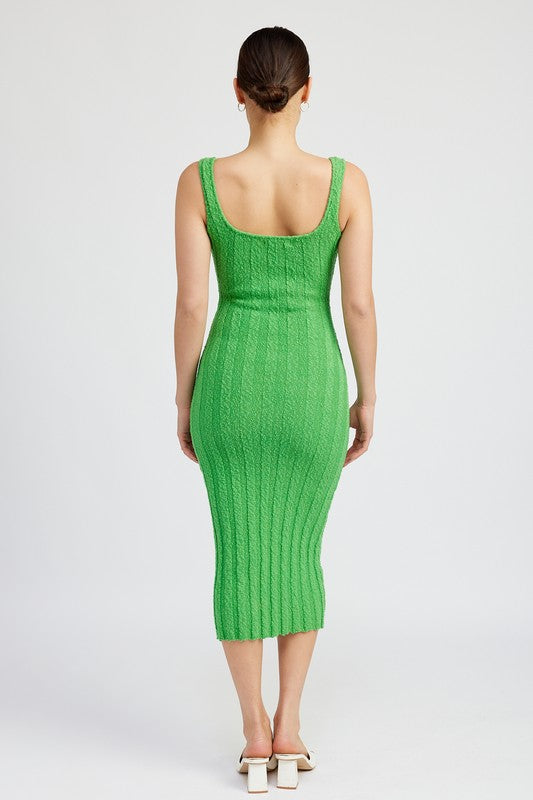 EMORY PARK Scoop Neck Ribbed Midi Dress