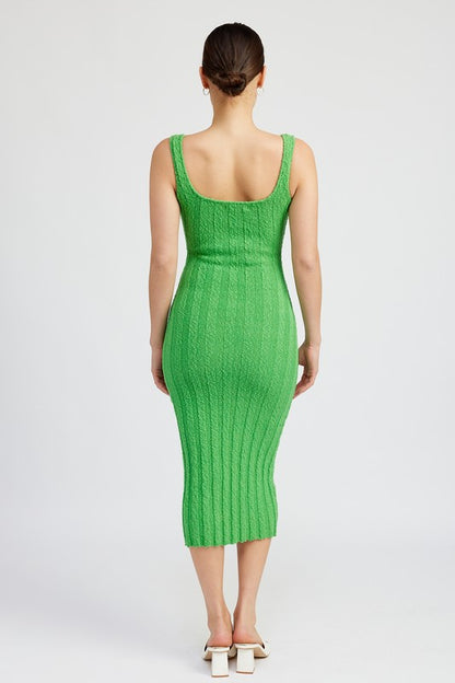 EMORY PARK Scoop Neck Ribbed Midi Dress