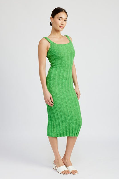 EMORY PARK Scoop Neck Ribbed Midi Dress