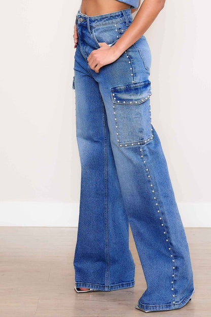 VIBRANT M.I.U. Pearl High-Rise Wide Leg Cargo Jeans