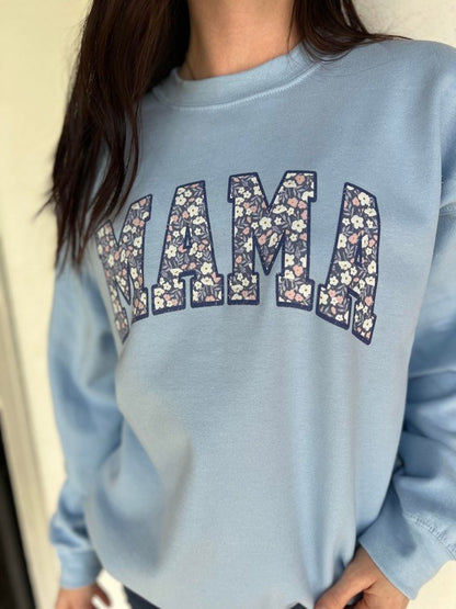 ASK APPAREL Blue Floral Mama Sweatshirt