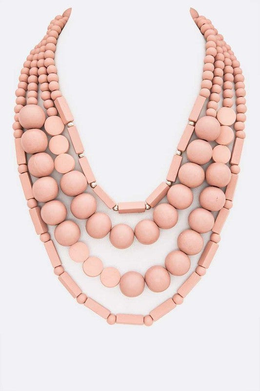 Wooden Beads Layer Statement Necklace