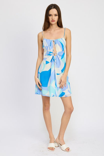 EMORY PARK Flare Double Tie Backless Mini Dress