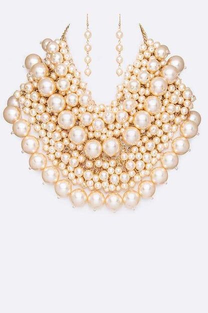 LA JEWELRY PLAZA Zillion Pearls Statement Necklace Set