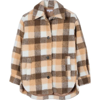 LILOU Plaid sherpa jacket with pockets