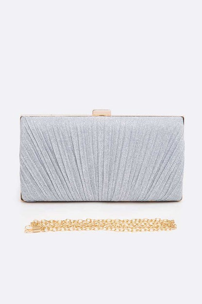 LA PLAZA Metallic Pleated Bridal Party Box Clutch