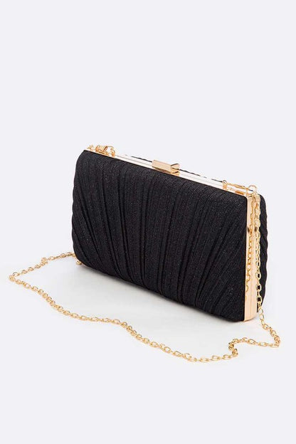 LA PLAZA Metallic Pleated Bridal Party Box Clutch