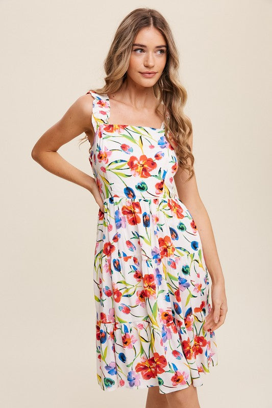 Listicle Women's Casual Flower Print Square Neck Tank Sundress