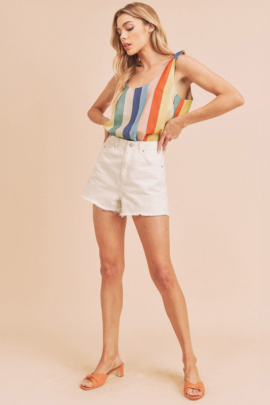 AEMI & Co. Colorful Striped Gracie Tank with Tie Straps