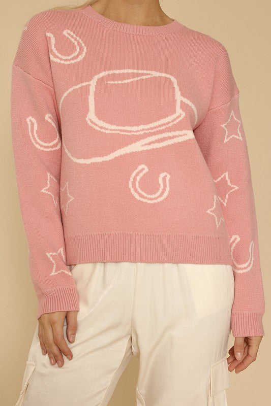 MISS SPARKLING Light Cowgirl Pullover Sweater