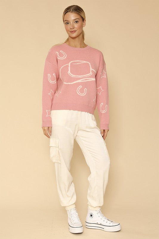 MISS SPARKLING Light Cowgirl Pullover Sweater