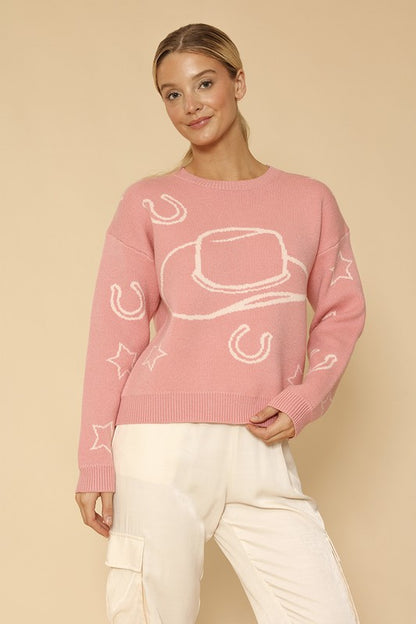 MISS SPARKLING Light Cowgirl Pullover Sweater