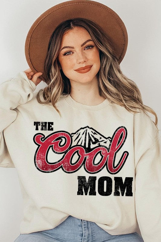 COLOR BEAR "The Cool Mom" Oversized Graphic Fleece Sweatshirts