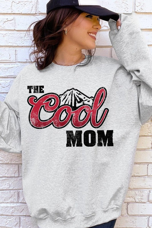 COLOR BEAR "The Cool Mom" Oversized Graphic Fleece Sweatshirts