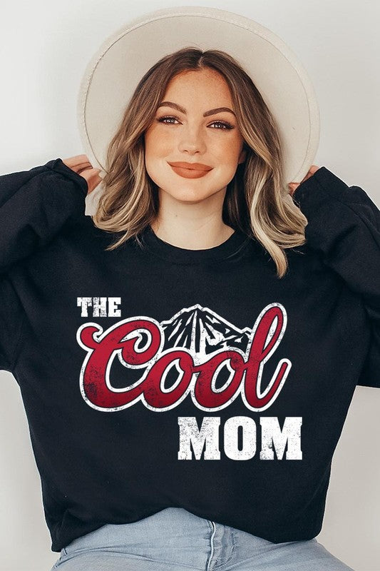 COLOR BEAR "The Cool Mom" Oversized Graphic Fleece Sweatshirts