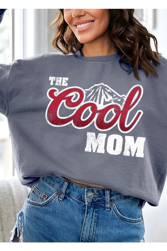 COLOR BEAR "The Cool Mom" Oversized Graphic Fleece Sweatshirts