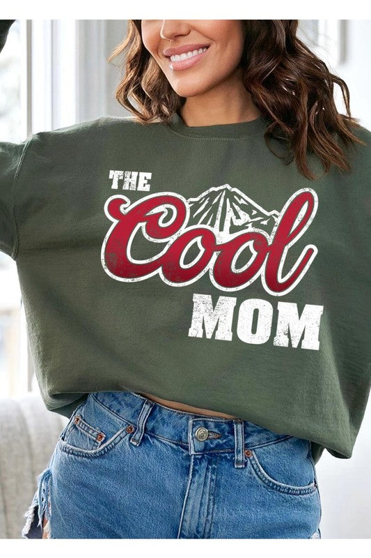 COLOR BEAR "The Cool Mom" Oversized Graphic Fleece Sweatshirts