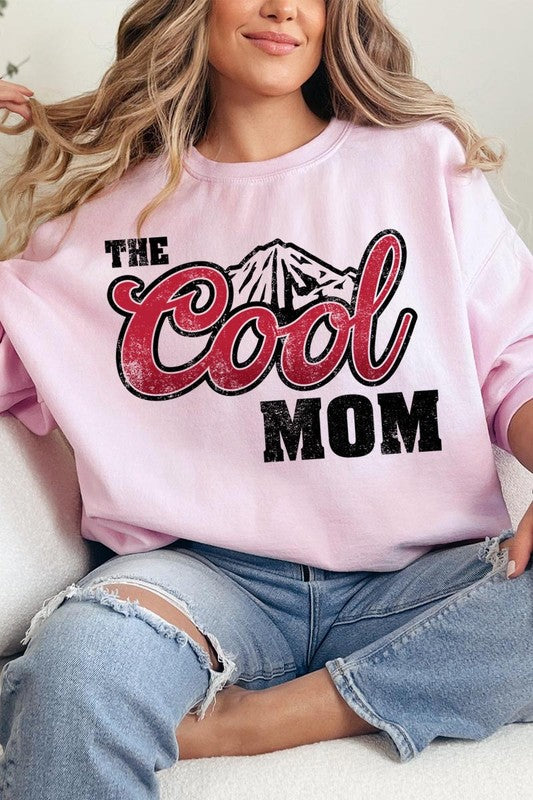 COLOR BEAR "The Cool Mom" Oversized Graphic Fleece Sweatshirts