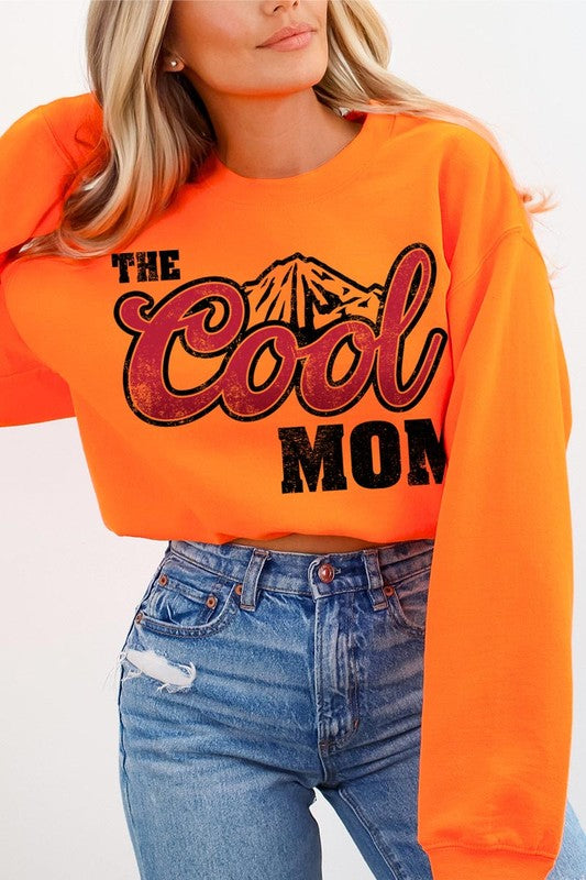 COLOR BEAR "The Cool Mom" Oversized Graphic Fleece Sweatshirts