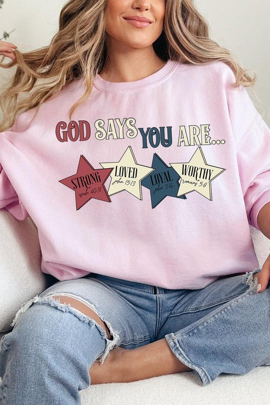 COLOR BEAR "God Says you are" Oversized Graphic Sweatshirts