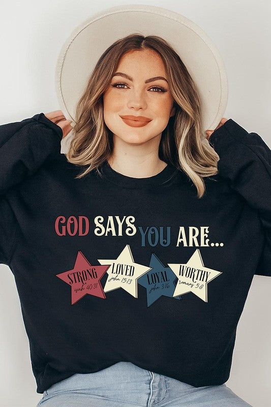 COLOR BEAR "God Says you are" Oversized Graphic Sweatshirts