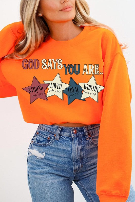 COLOR BEAR "God Says you are" Oversized Graphic Sweatshirts