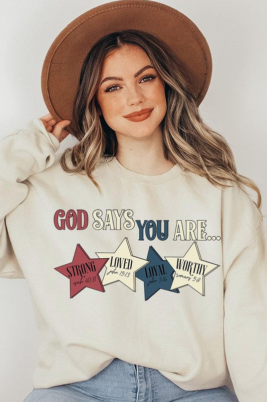 COLOR BEAR "God Says you are" Oversized Graphic Sweatshirts