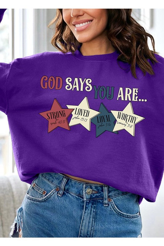 COLOR BEAR "God Says you are" Oversized Graphic Sweatshirts